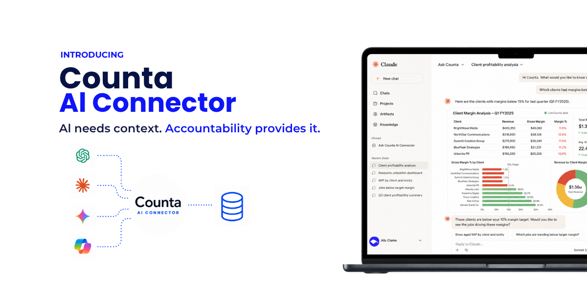 ounta AI Connector connects ChatGPT, Claude, Gemini, and Microsoft Copilot to governed Accountability financial data